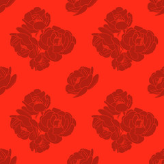 Seamless pattern with pink roses.