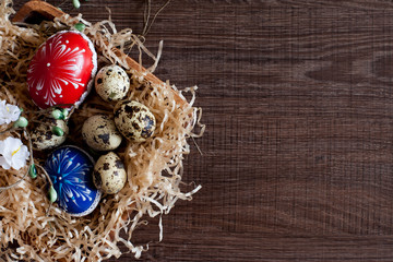 Colored eggs for Easter in a bowl