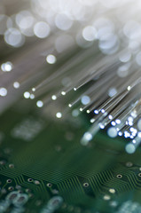 Fibre. Optical fiber picture with details and light effects. tec