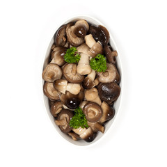 Whole Straw and Shiitake Mushrooms