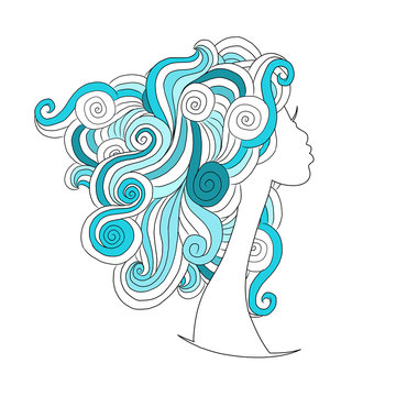 Wavy hairstyle, female head for your design
