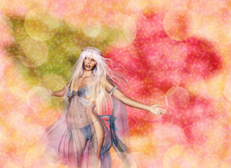 Obraz na płótnie Canvas 3D Woman on Bokeh Background