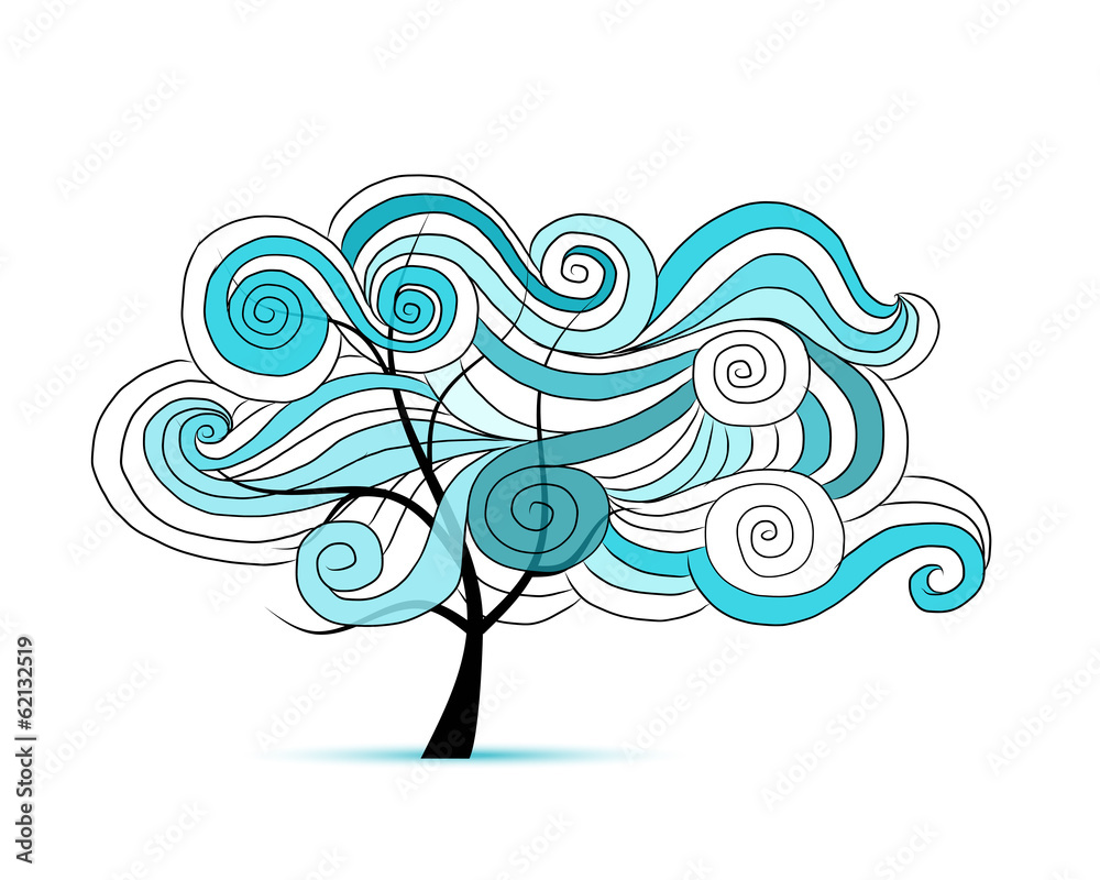 Wall mural abstract wavy tree for your design