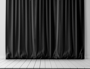 curtains and white wood floor