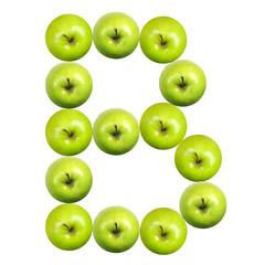 Letter B made of apples