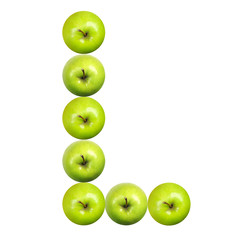 Letter L made of apples