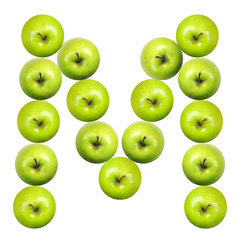Letter M made of apples