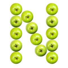 Letter N made of apples