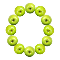Letter O made of apples