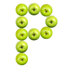 Letter P made of apples