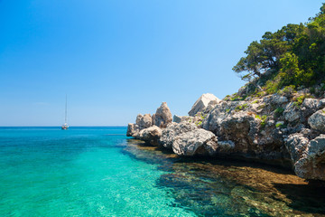 Clear turquoise water of  Cala Luna in Sardinia