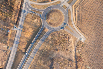 Cars in a roundabout