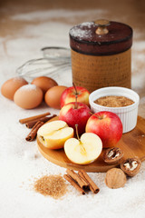 Apples and baking ingredients