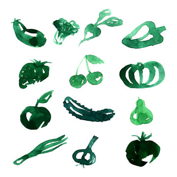 watercolor sketch for vegetables