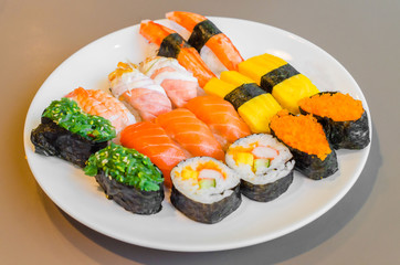 Sushi japanese food in plate