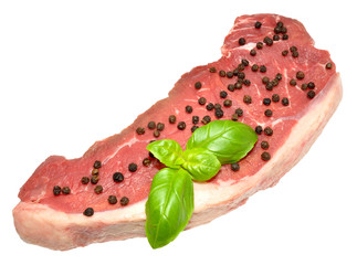 Raw Sirloin Steak And Pepper Corns
