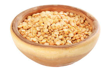 Dried yellow peas in bowl