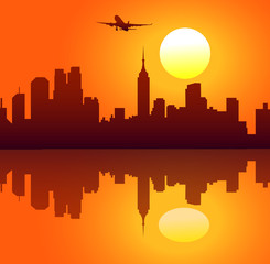 New York Skyline at Morning-Vector