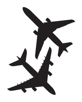 two black airplane icons