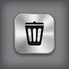 Trash can icon -  vector metal app button