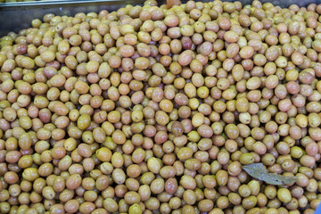 Green olives at a local food market
