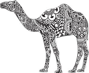 Camel with black & white ornament