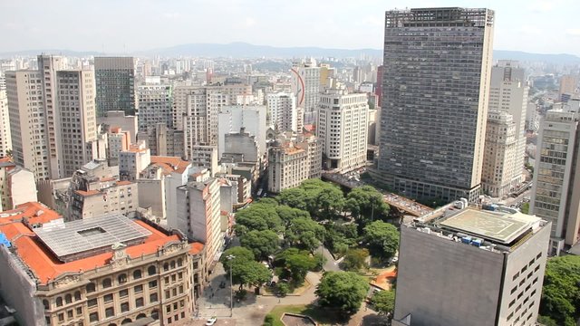 Aerial view of the center of Sao Paulo, Brazil