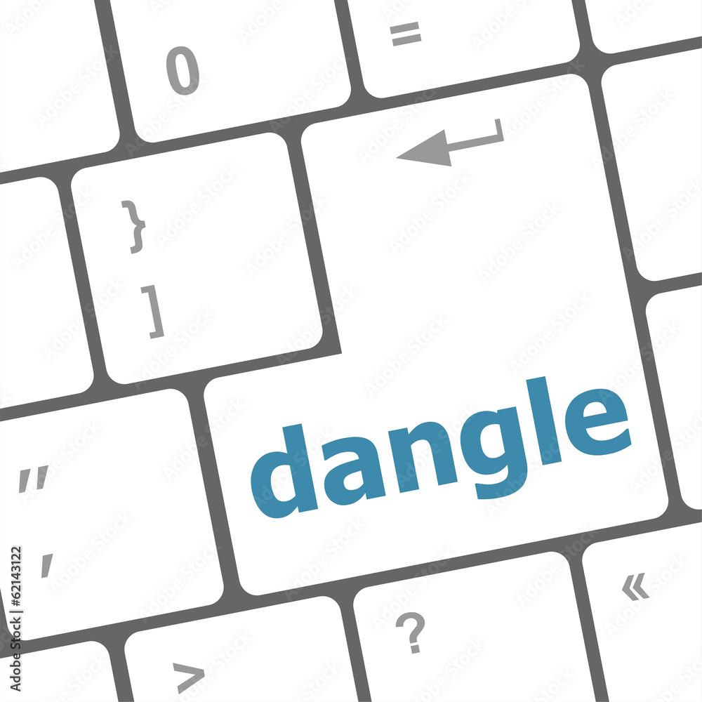 Poster dangle word on computer keyboard key