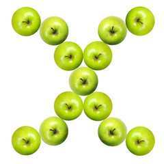 Letter X made of apples