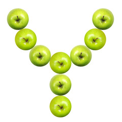 Letter Y made of apples