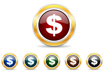 dollar icon vector set
