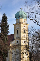 view of the church, the village Nemojany, Czech Republic, Europe