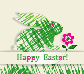 Easter card with grass rabbit.