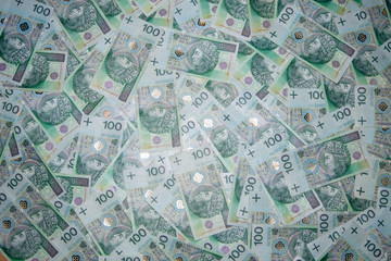 Polish currency 100 zloty on a white background