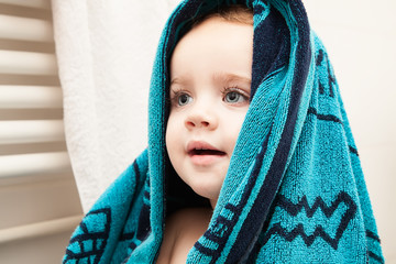 Little girl  with towel on her head
