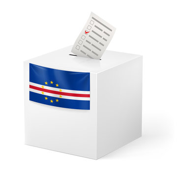 Ballot box with voting paper. Cape Verde