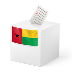 Ballot box with voting paper. Guinea-Bissau