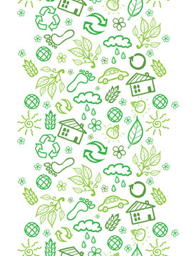 Vector ecology symbols vertical seamless pattern background