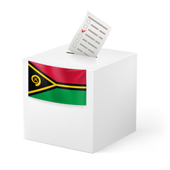 Ballot box with voting paper. Vanuatu