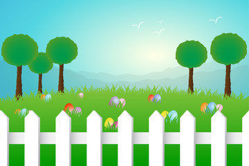 Eggs spreads on grass for Easter