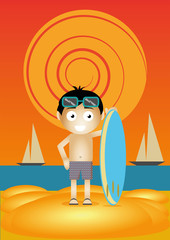 friendly surfer boy at the beach