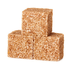 Brown sugar cubes isolated