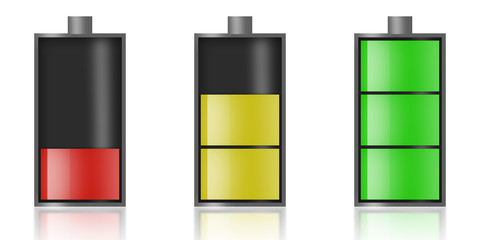 Batteria con cariche diverse su bianco