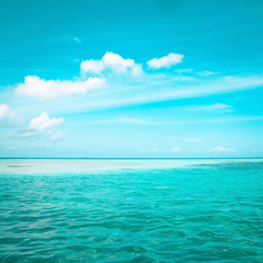 Fototapeta na wymiar Tropical blue sea water in Maldives