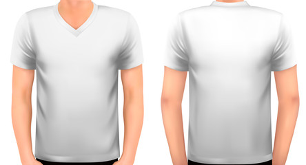 A male body with a white shirt on. Vector.