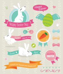 Vector set of easter ornaments and decorative elements