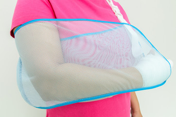 Hand injury with hand sling