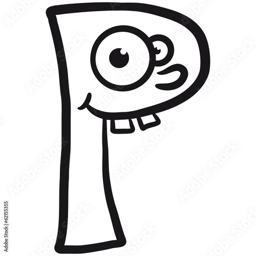 "Buchstabe P Lustig Gesicht Frech Comic" Stockfotos und lizenzfreie