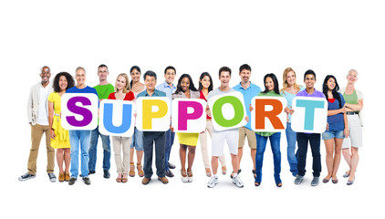 Group of Multiethnic World People Holding "SUPPORT"