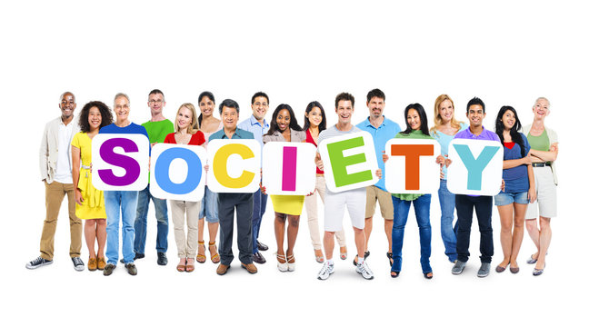 Group of Multiethnic World People Holding "SOCIETY"